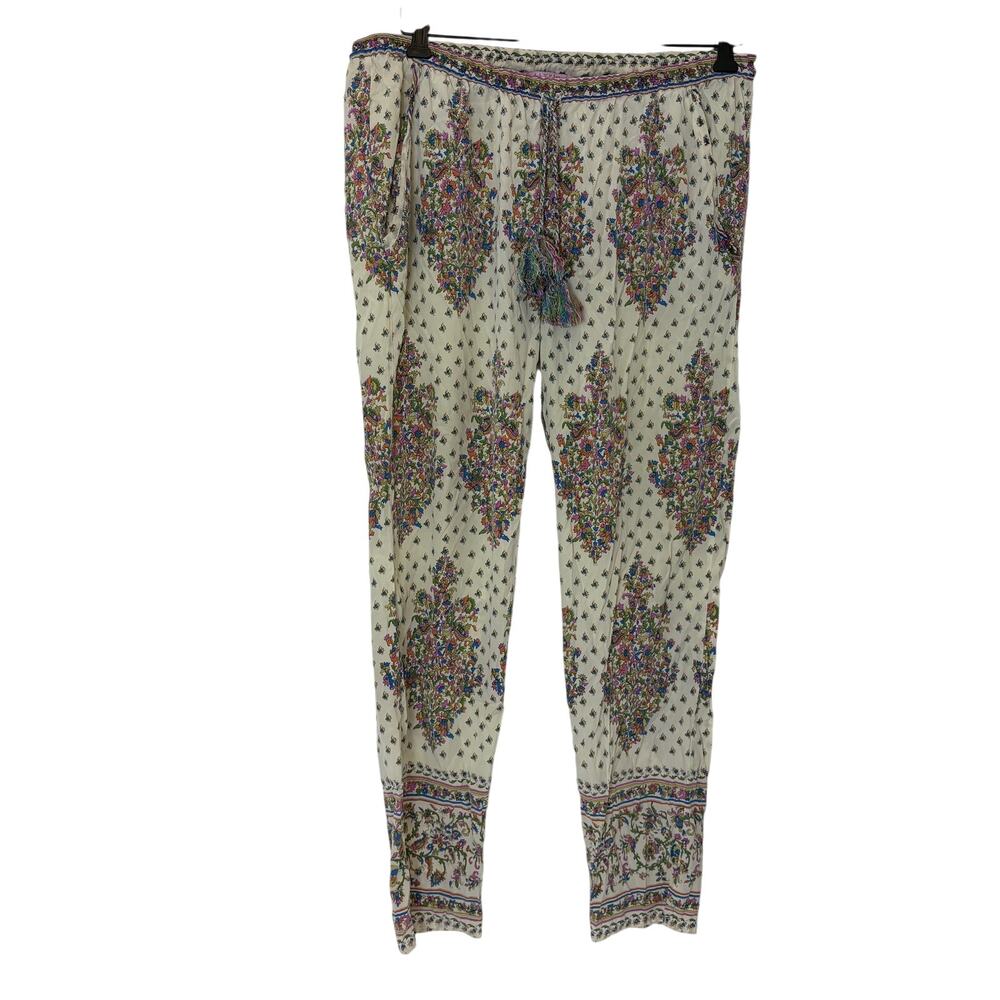 Calypso St Barth -Silk Pastel Print Pull On Summer Beach Pants -Women Size Small